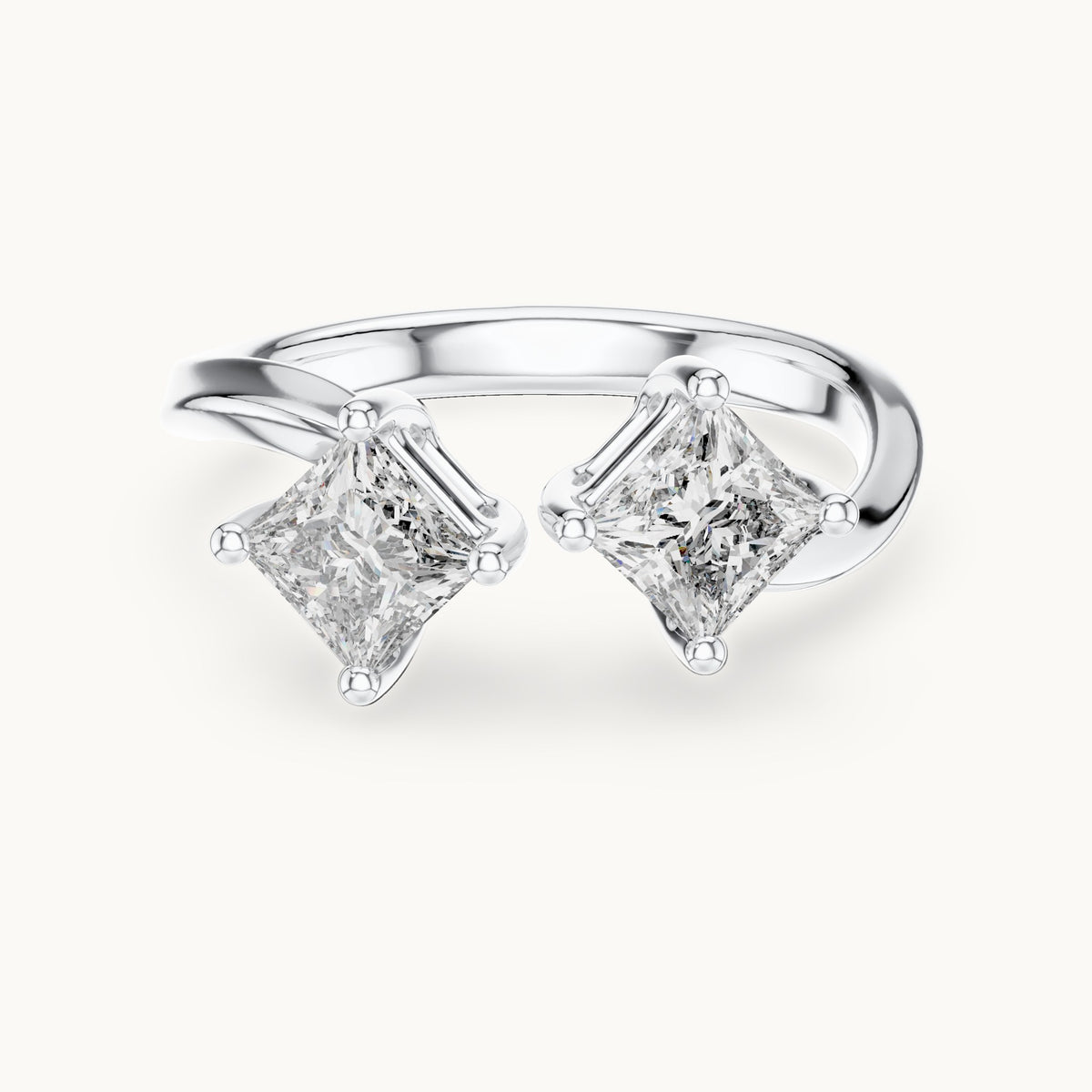 Princess Cut Lab Grown Diamond Cluster Ring, 0.90ct Total, Solid Gold