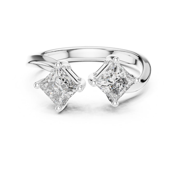 Princess Cut Lab Grown Diamond Cluster Ring, 0.90ct Total, Solid Gold