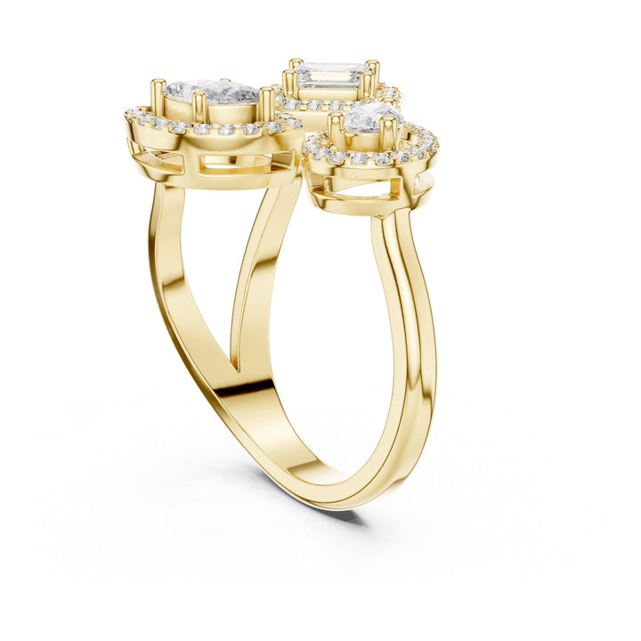 Marquise Cut Lab Grown Diamond Cluster Ring, 0.92ct Total, Solid Gold