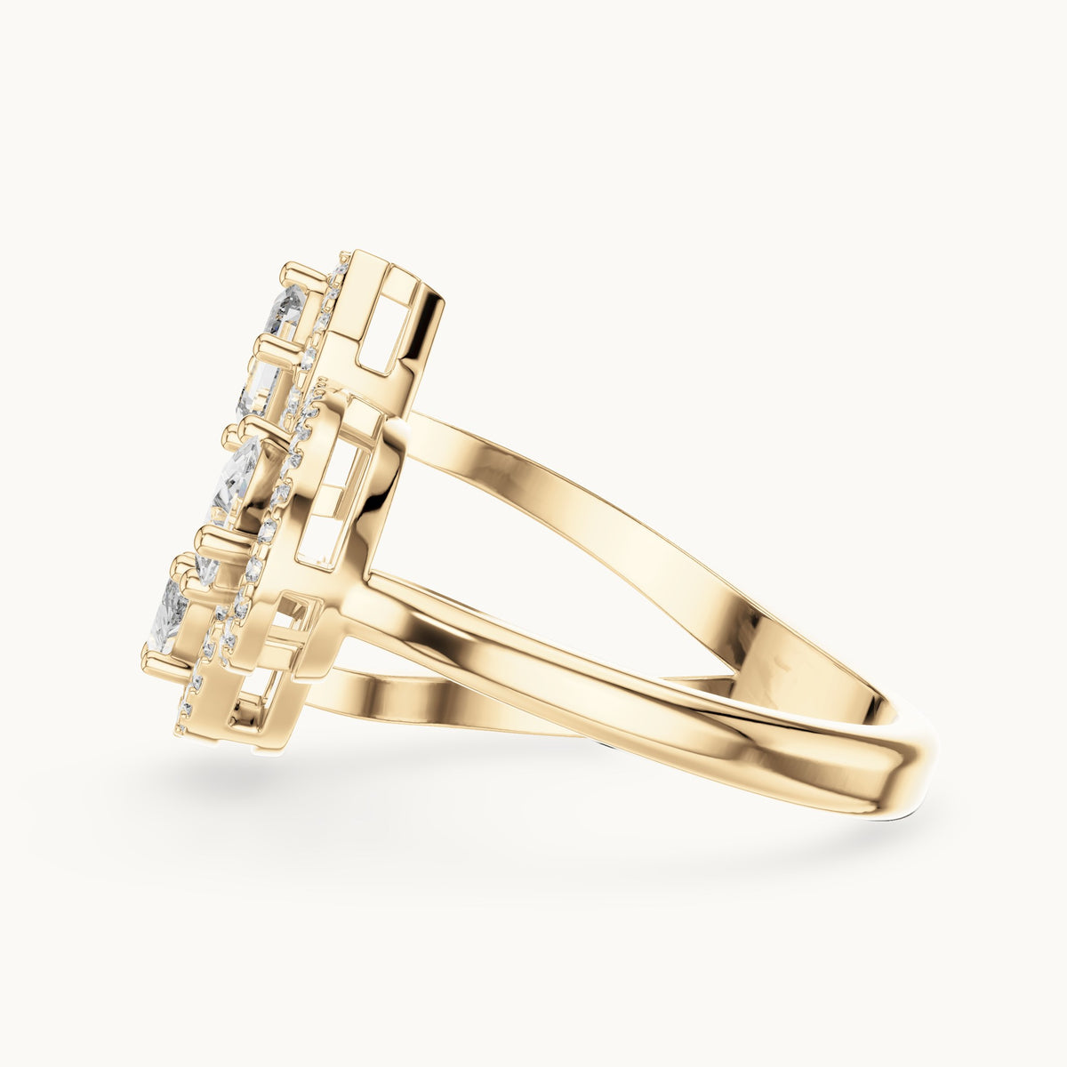Marquise Cut Lab Grown Diamond Cluster Ring, 0.92ct Total, Solid Gold