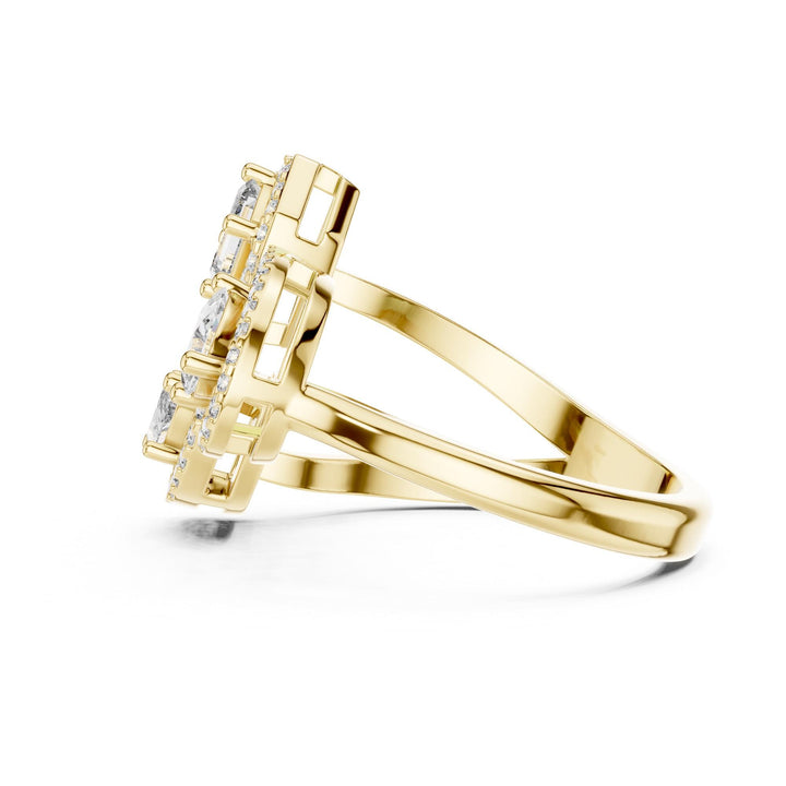 Marquise Cut Lab Grown Diamond Cluster Ring, 0.92ct Total, Solid Gold