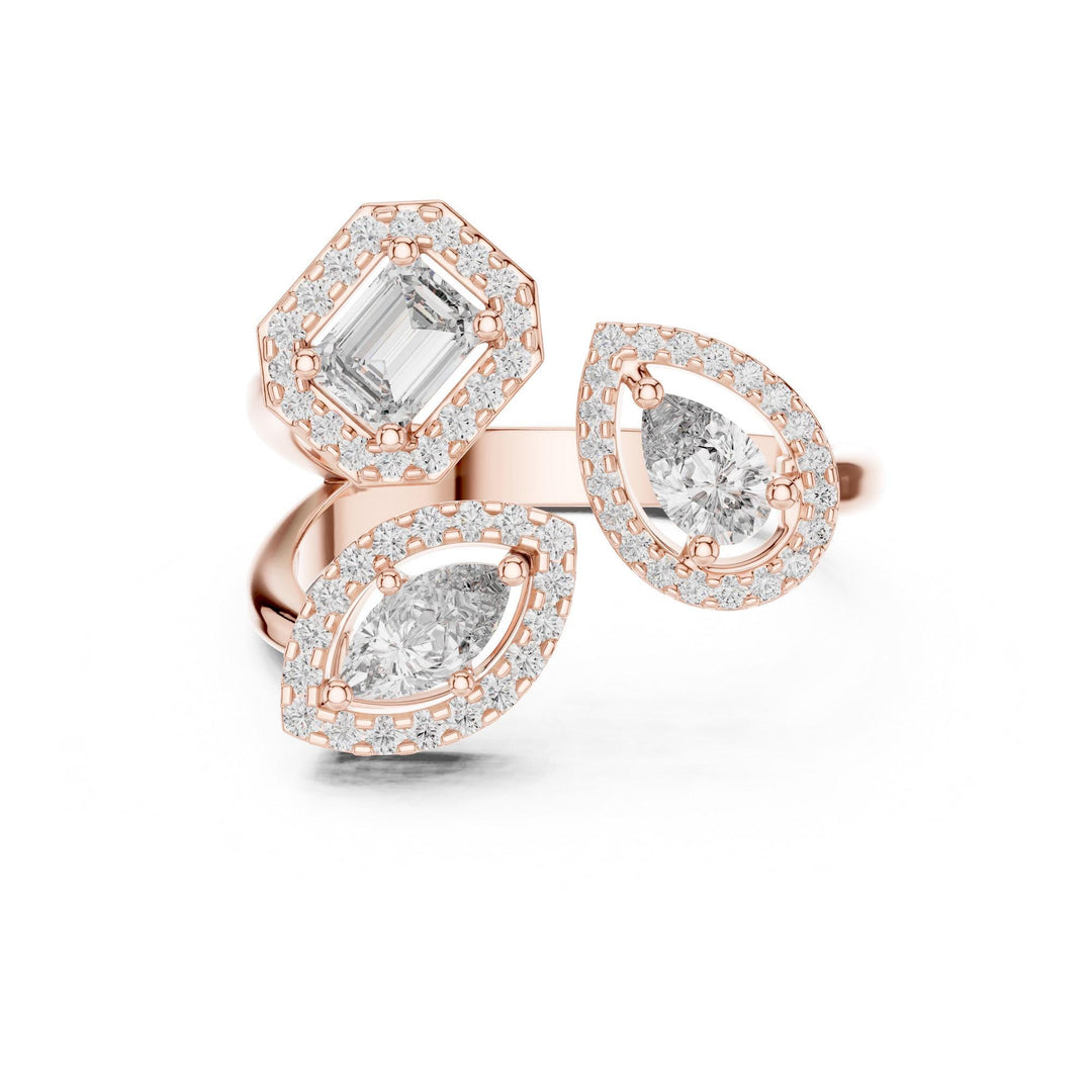 Marquise Cut Lab Grown Diamond Cluster Ring, 0.92ct Total, Solid Gold