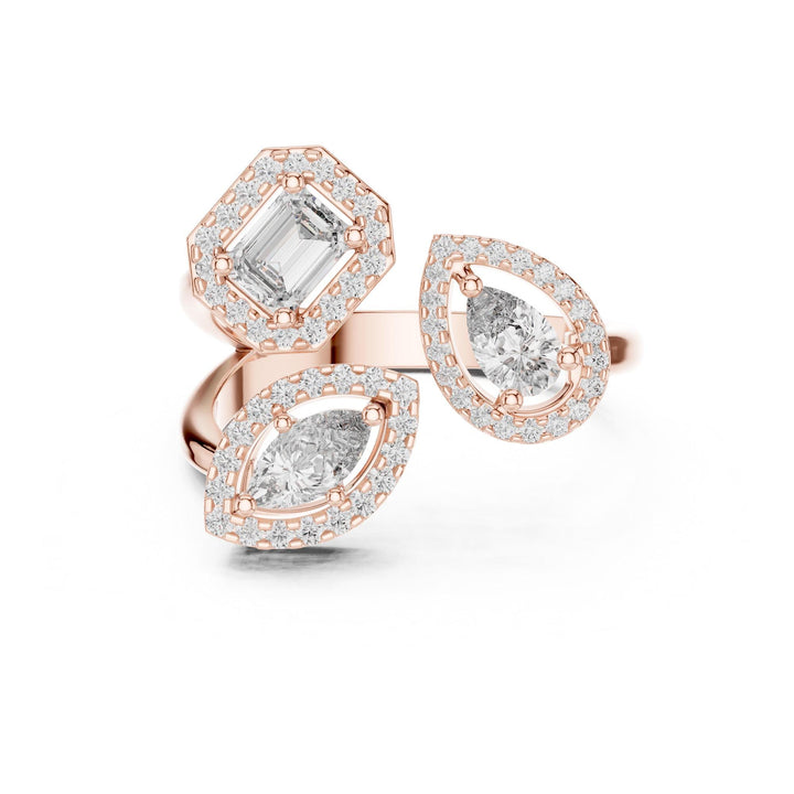 Marquise Cut Lab Grown Diamond Cluster Ring, 0.92ct Total, Solid Gold