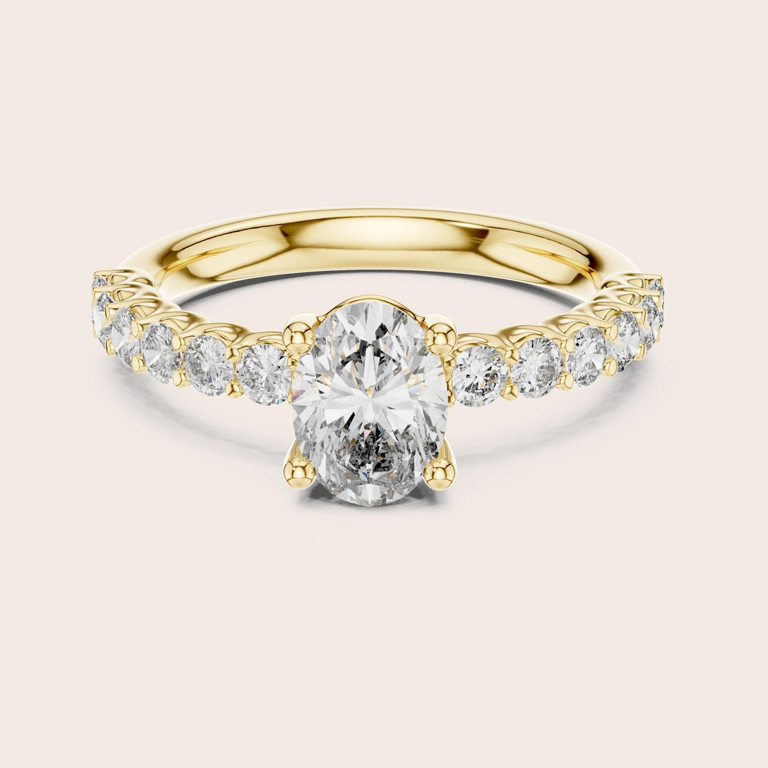 Oval Cut Lab Grown Diamond Solitaire Ring, 1.55ct Total, Solid Gold