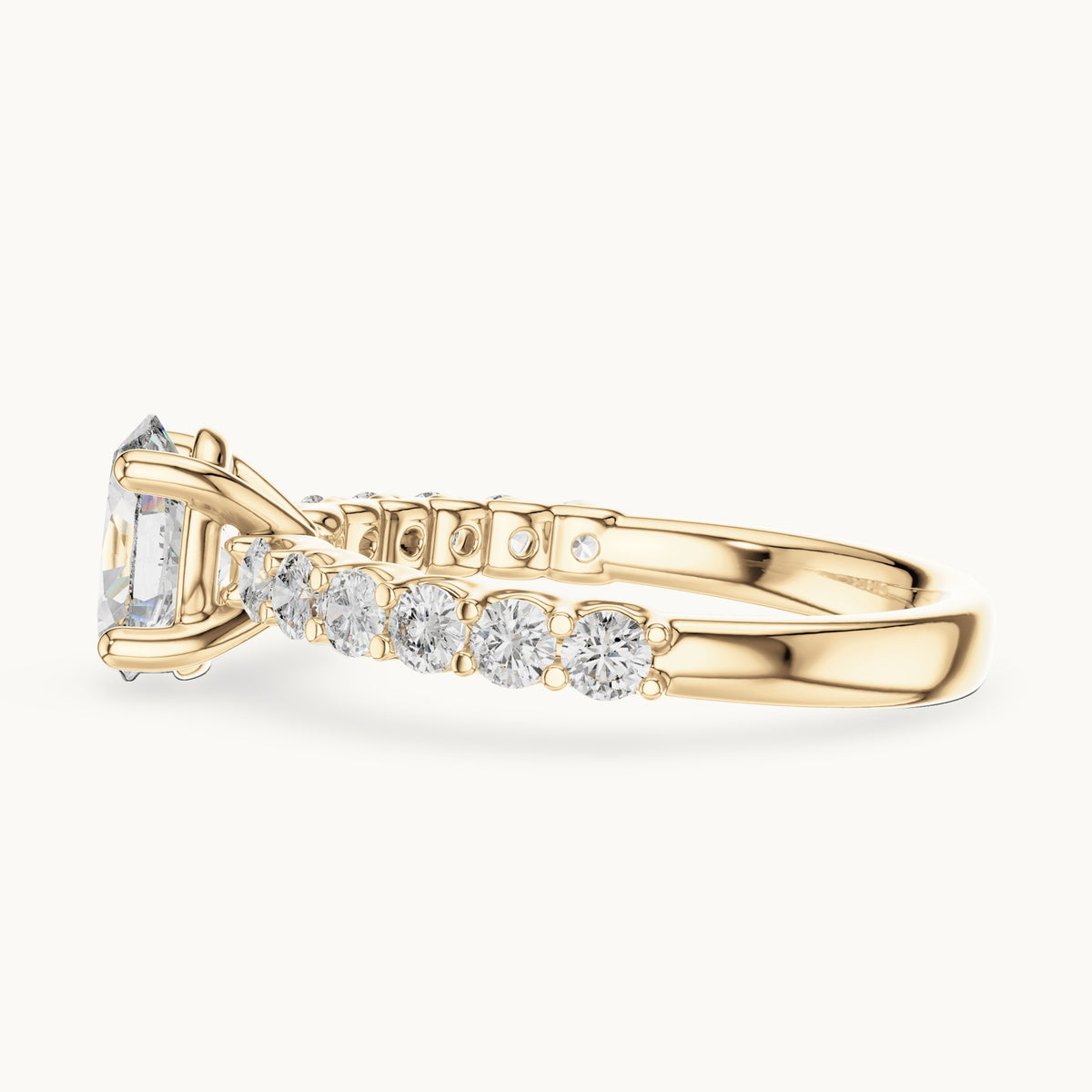 Oval cut lab-grown diamond solitaire ring in 14K yellow gold, 1.55 CT TW, view 3