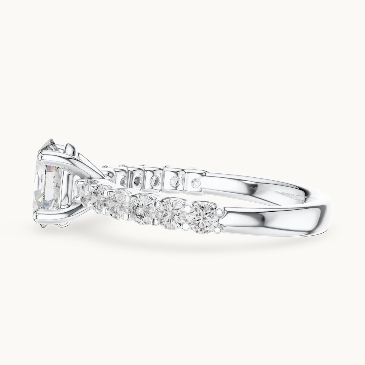 Oval cut lab-grown diamond solitaire ring in 14K white gold, 1.55 CT TW, view 2