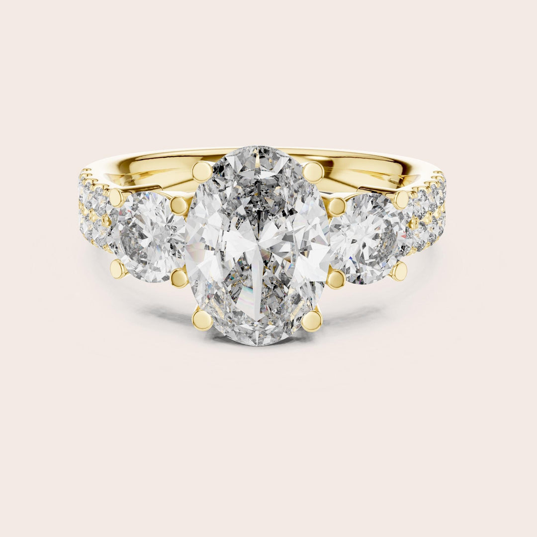 Oval Cut Lab Grown Diamond Solitaire Ring, 3.10ct Total, Solid Gold