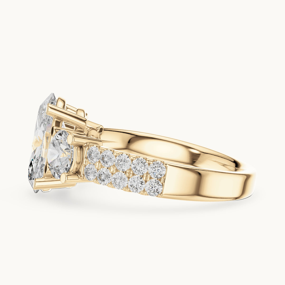 Oval cut lab-grown diamond solitaire ring in 14K yellow gold, 3.10 CT TW, view 3