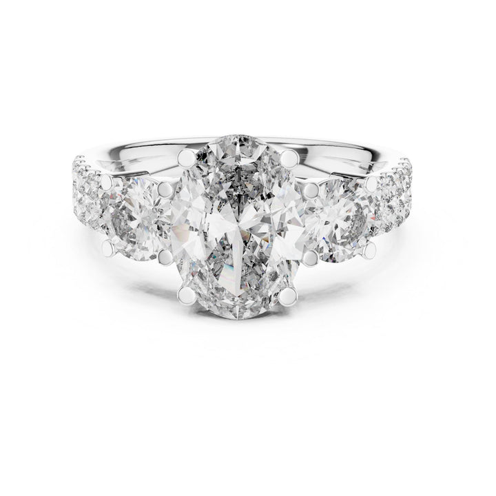 Oval Cut Lab Grown Diamond Solitaire Ring, 3.10ct Total, Solid Gold