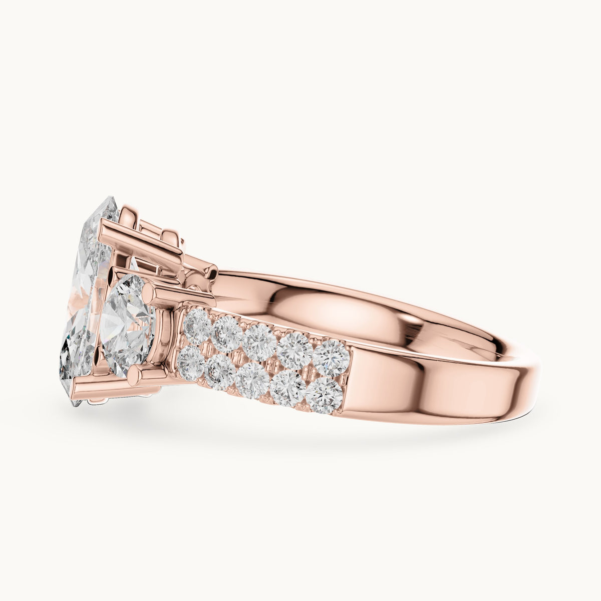 Oval cut lab-grown diamond solitaire ring in 14K rose gold, 3.10 CT TW, view 2