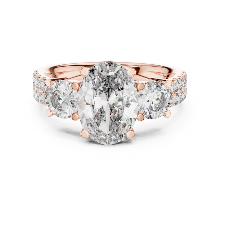 Oval Cut Lab Grown Diamond Solitaire Ring, 3.10ct Total, Solid Gold