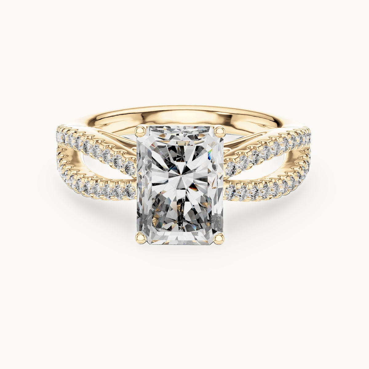 Radiant Cut Lab Grown Diamond Solitaire Ring, 2.41ct Total, Solid Gold