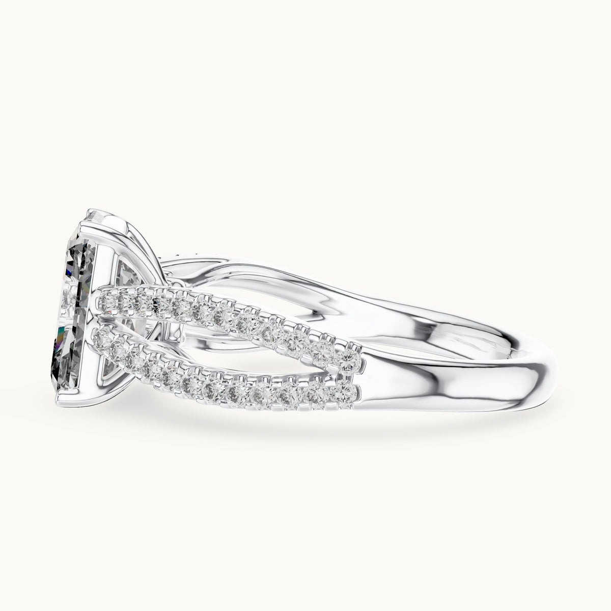 Radiant Cut Lab Grown Diamond Solitaire Ring, 2.41ct Total, Solid Gold