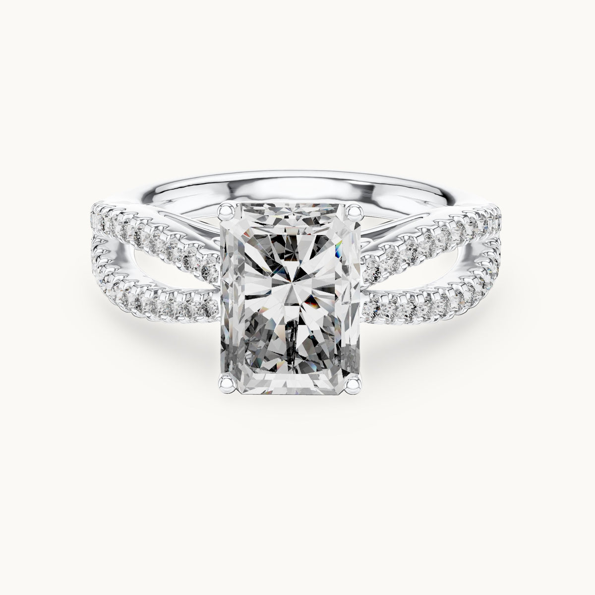 Radiant Cut Lab Grown Diamond Solitaire Ring, 2.41ct Total, Solid Gold