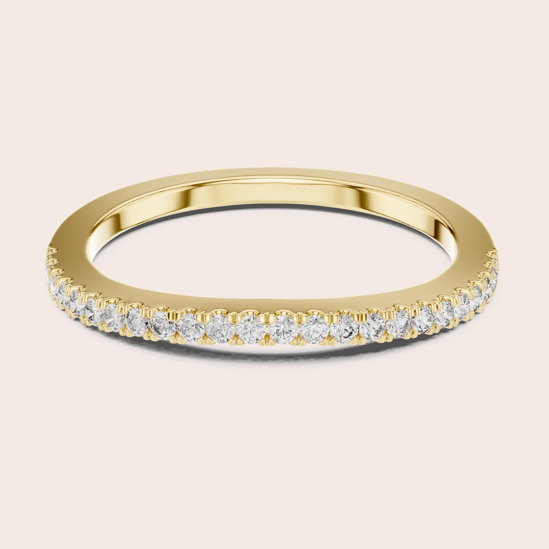Round Cut Lab Grown Diamond Half Eternity Band, 0.22ct Total, Solid Gold