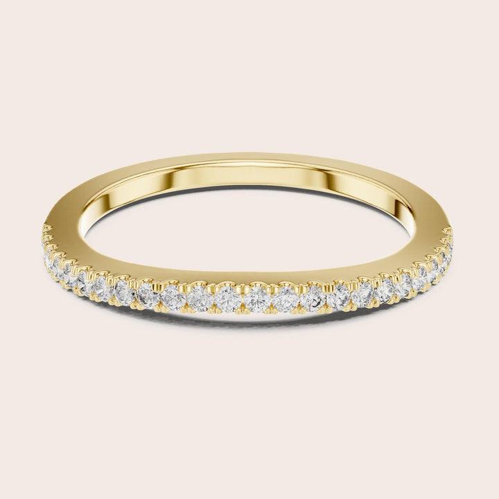 Round Cut Lab Grown Diamond Half Eternity Band, 0.22ct Total, Solid Gold