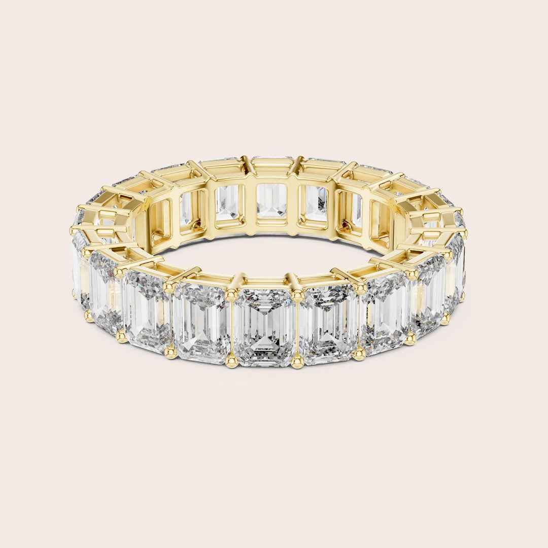 Emerald Cut Lab Grown Diamond Full Eternity Band, 6.00ct Total, Solid Gold