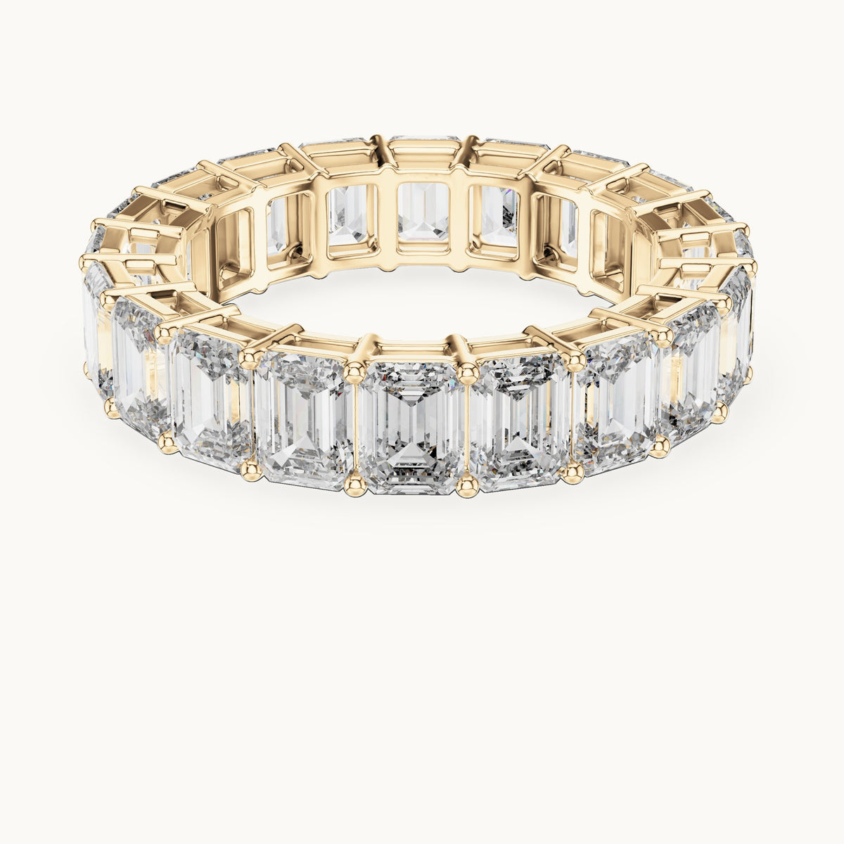 Emerald cut lab-grown diamond full eternity band in 14K yellow gold, 6.00 CT TW, view 1