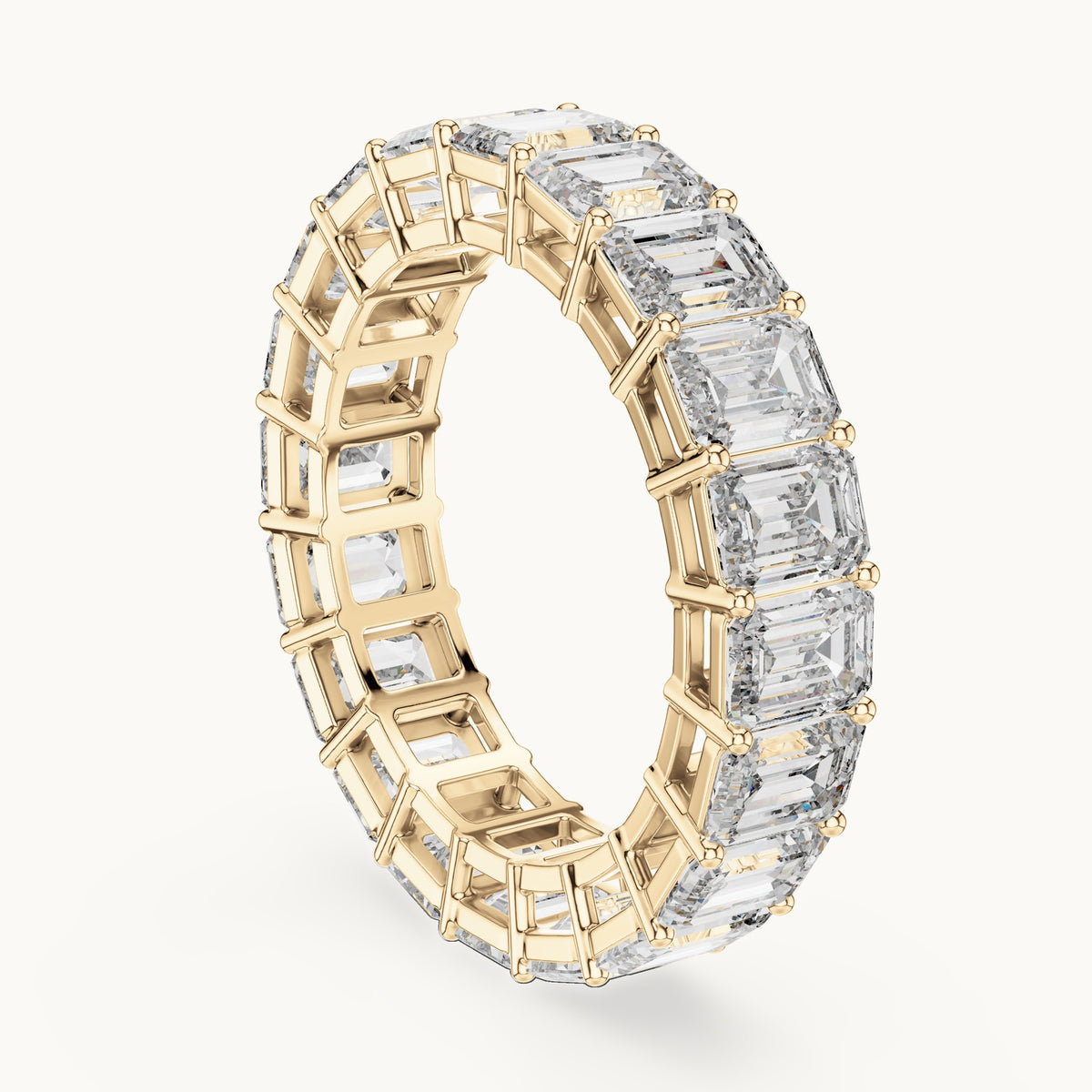 Emerald cut lab-grown diamond full eternity band in 14K yellow gold, 6.00 CT TW, view 2