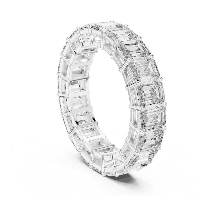 Emerald Cut Lab Grown Diamond Full Eternity Band, 6.00ct Total, Solid Gold