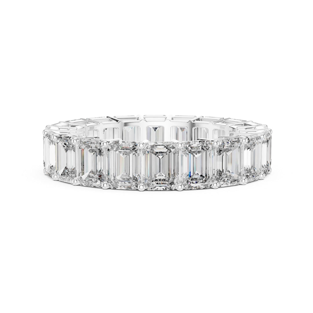 Emerald Cut Lab Grown Diamond Full Eternity Band, 6.00ct Total, Solid Gold