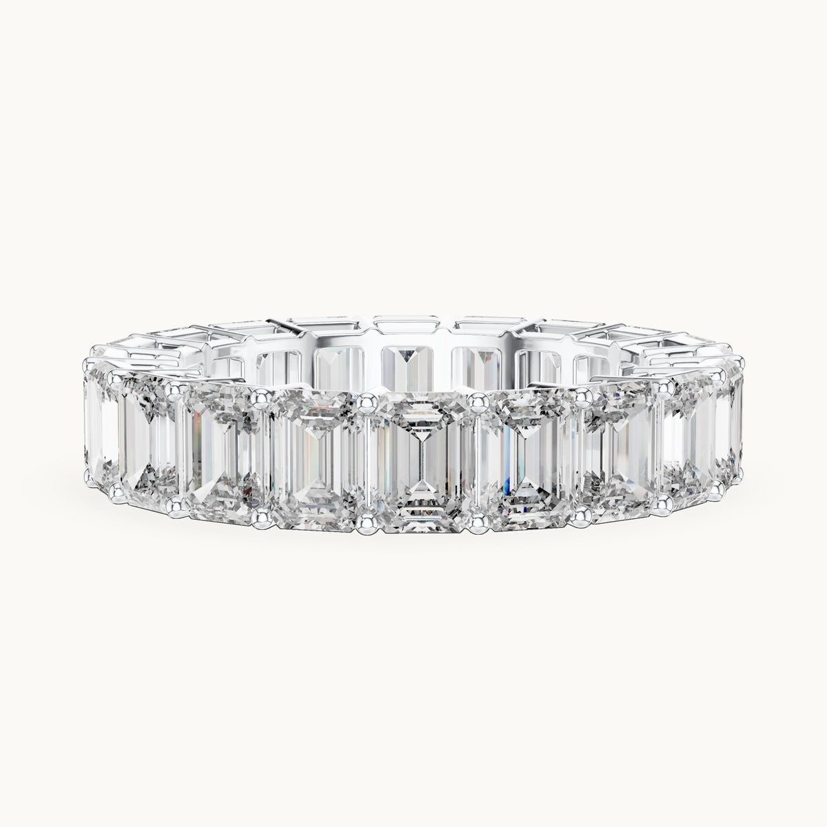 Emerald cut lab-grown diamond full eternity band in 14K white gold, 6.00 CT TW, view 2