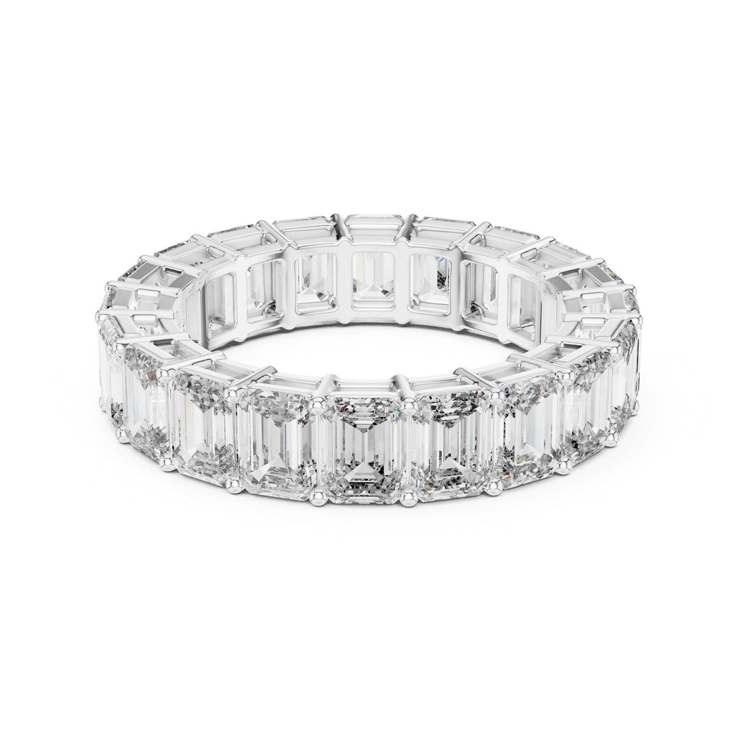 Emerald Cut Lab Grown Diamond Full Eternity Band, 6.00ct Total, Solid Gold