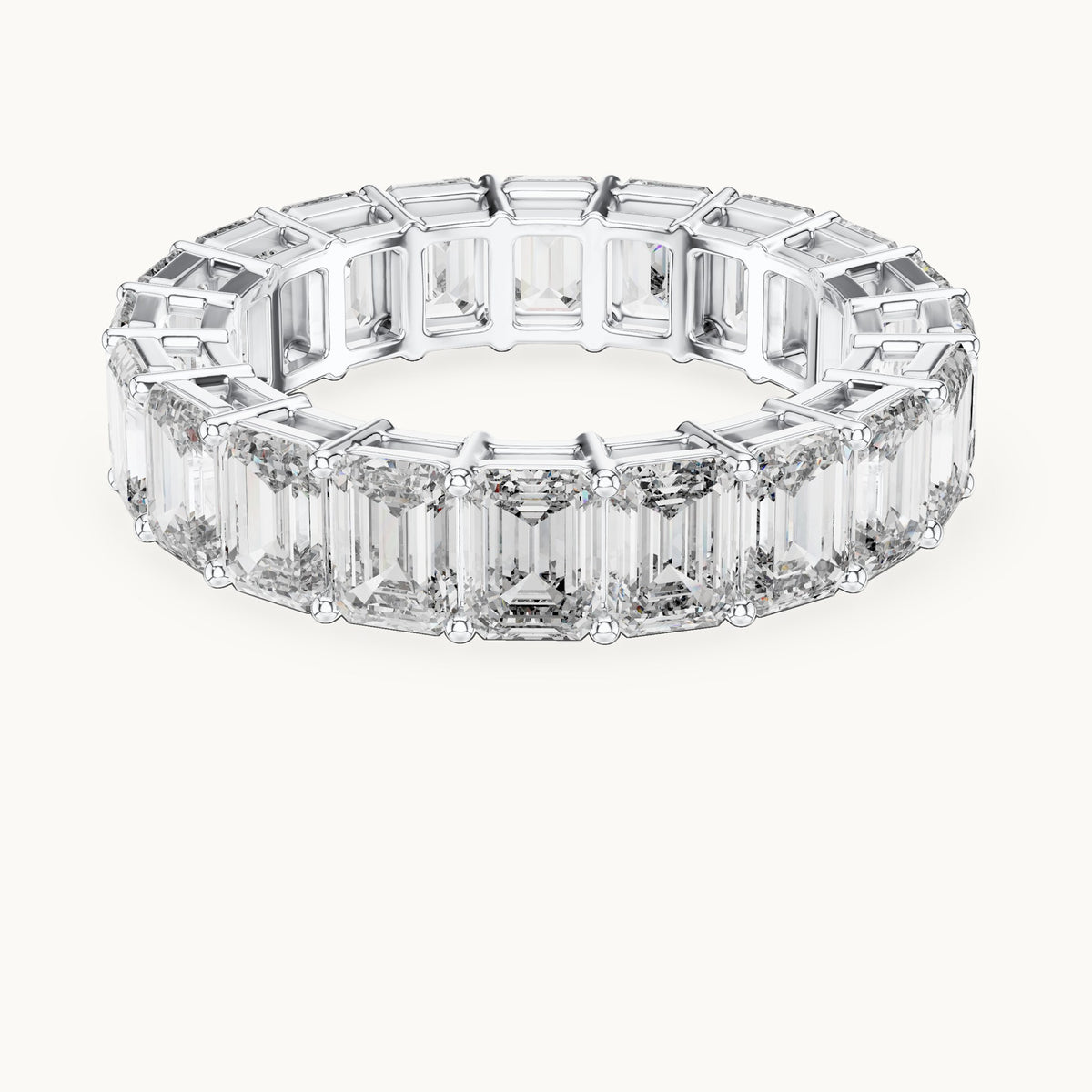 Emerald cut lab-grown diamond full eternity band in 14K white gold, 6.00 CT TW, view 3