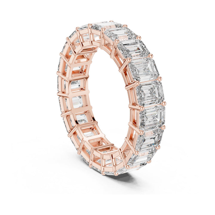 Emerald Cut Lab Grown Diamond Full Eternity Band, 6.00ct Total, Solid Gold