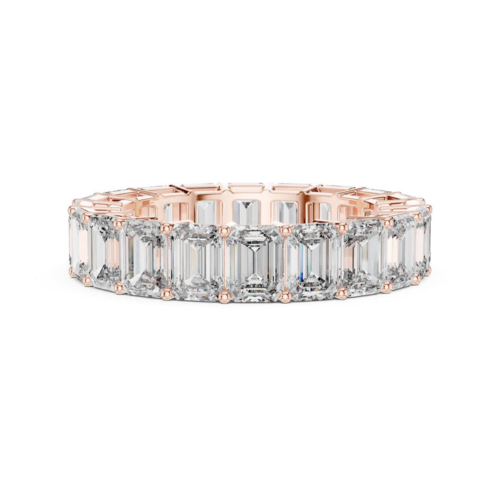 Emerald Cut Lab Grown Diamond Full Eternity Band, 6.00ct Total, Solid Gold