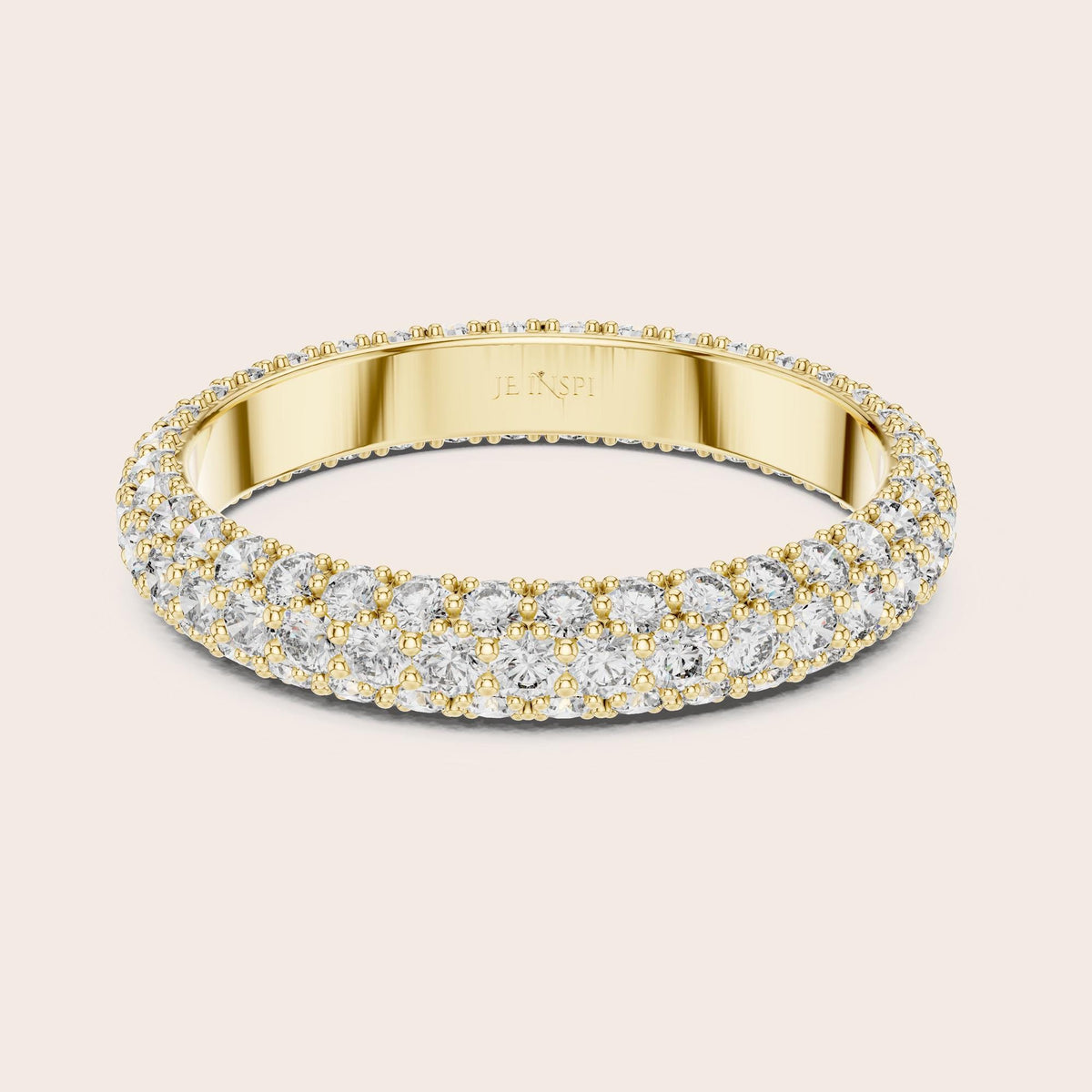 Round Cut Lab Grown Diamond Full Eternity Band, 1.51ct Total, Solid Gold