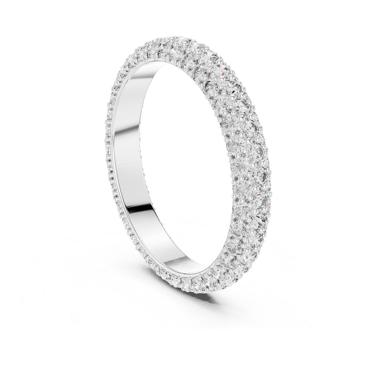Round Cut Lab Grown Diamond Full Eternity Band, 1.51ct Total, Solid Gold