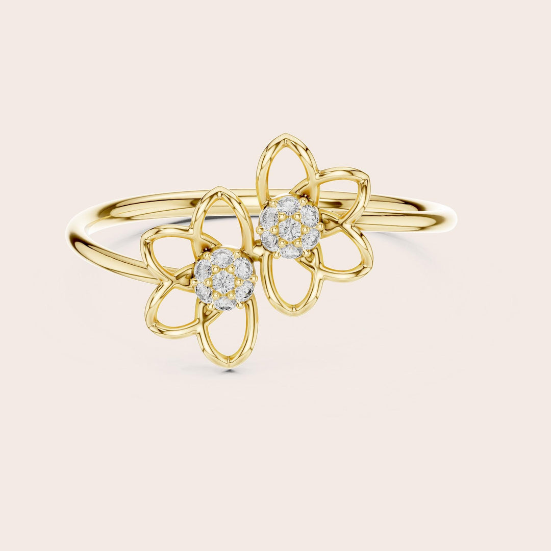 Round Cut Lab Grown Diamond Cluster Ring, 0.06ct Total, Solid Gold