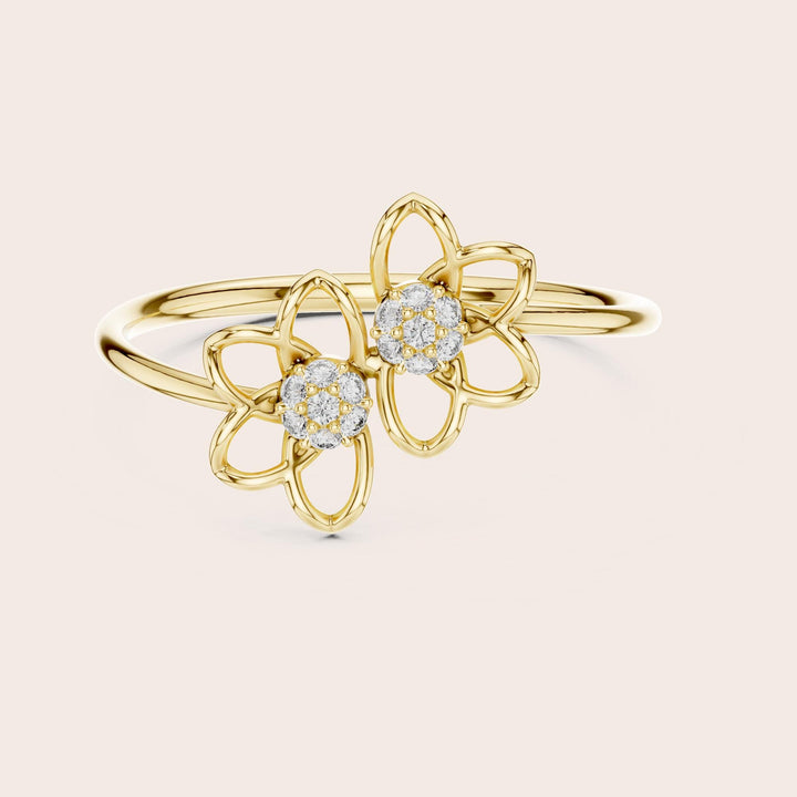 Round Cut Lab Grown Diamond Cluster Ring, 0.06ct Total, Solid Gold