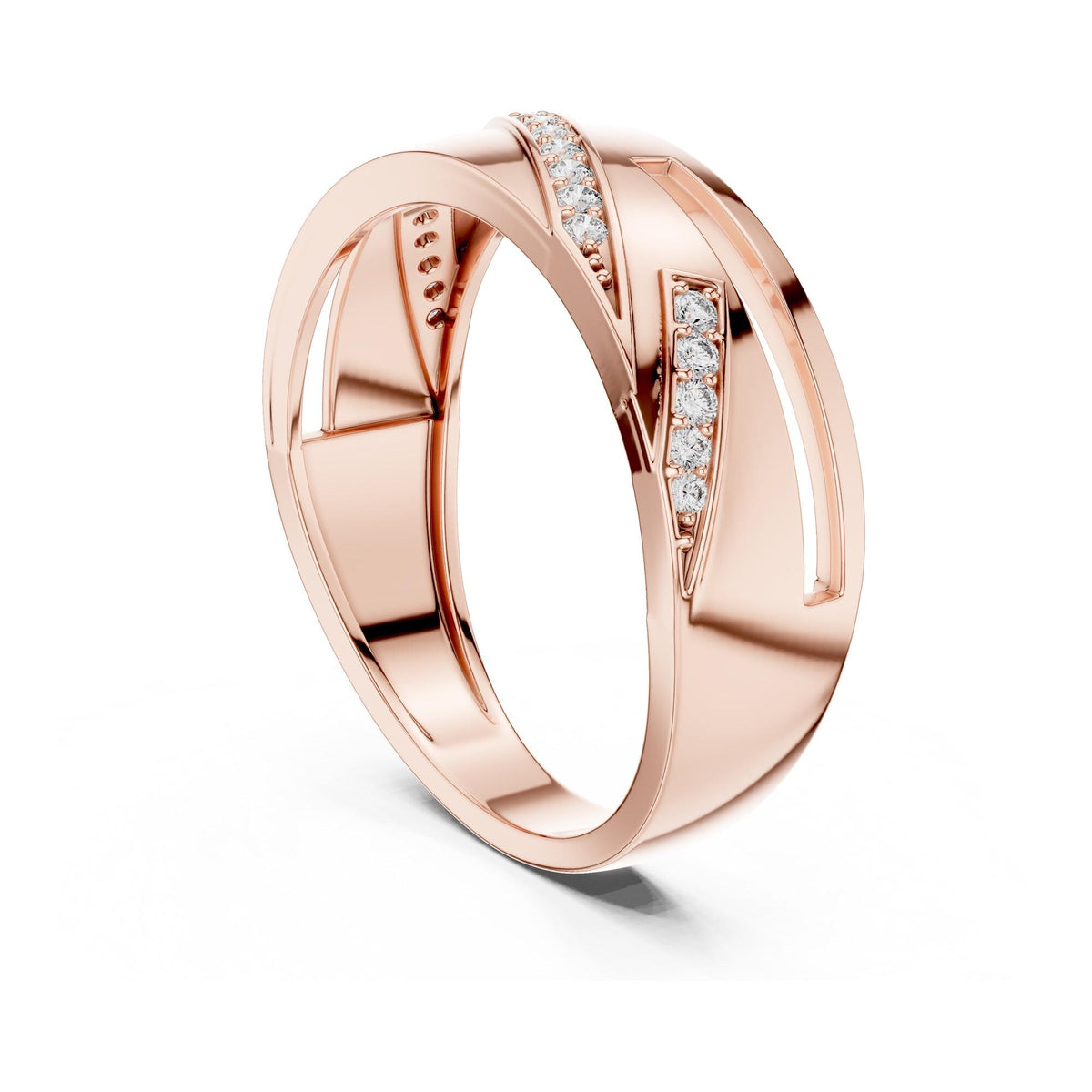 Round cut lab-grown diamond half eternity band, 0.15 CT TW, solid gold, view 7