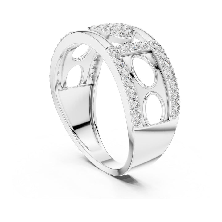 Round Cut Lab Grown Diamond Half Eternity Band, 0.58ct Total, Solid Gold