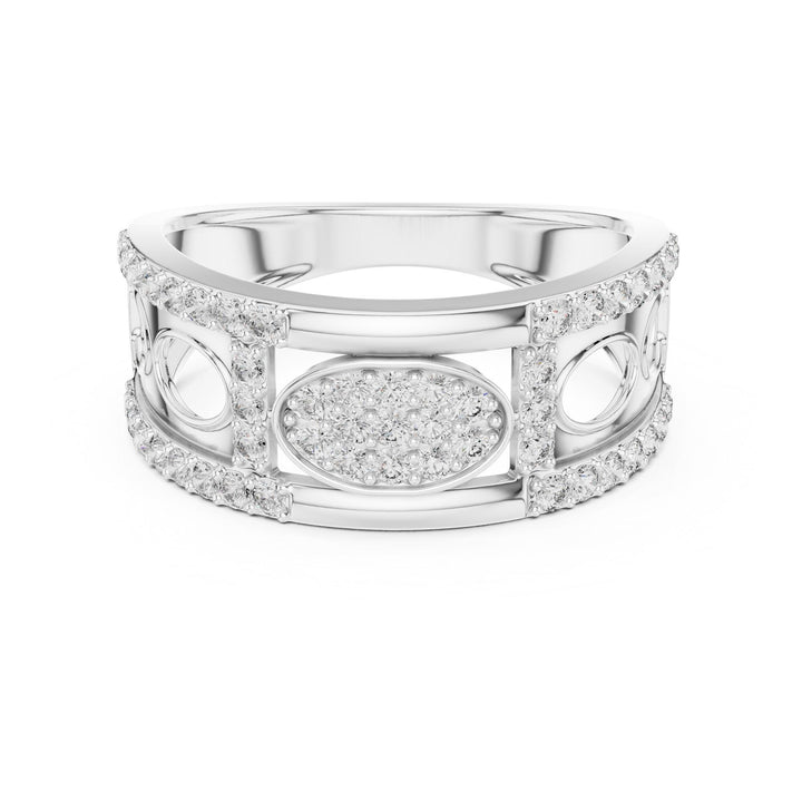 Round Cut Lab Grown Diamond Half Eternity Band, 0.58ct Total, Solid Gold