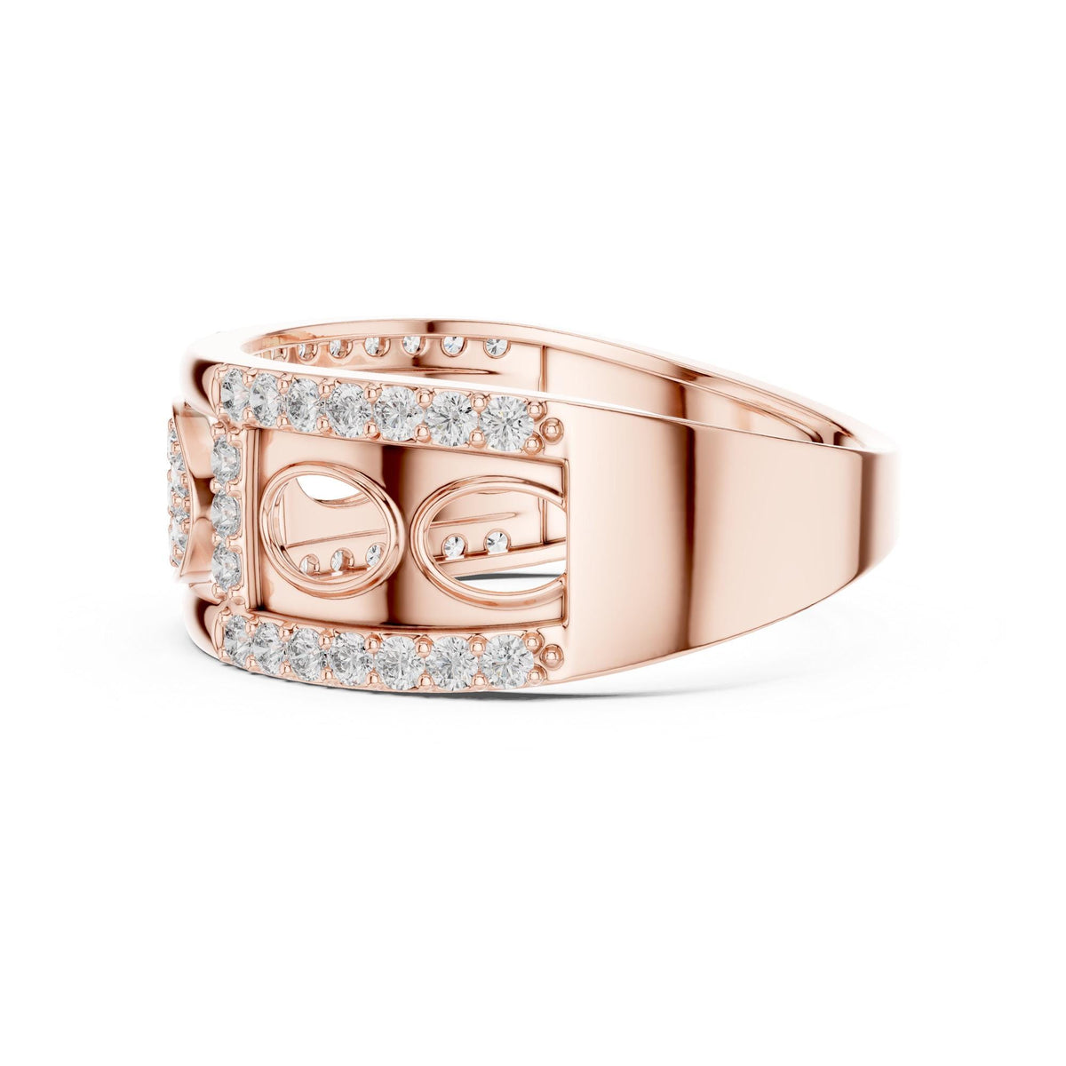 Round cut lab-grown diamond half eternity band, 0.58 CT TW, solid gold, view 8