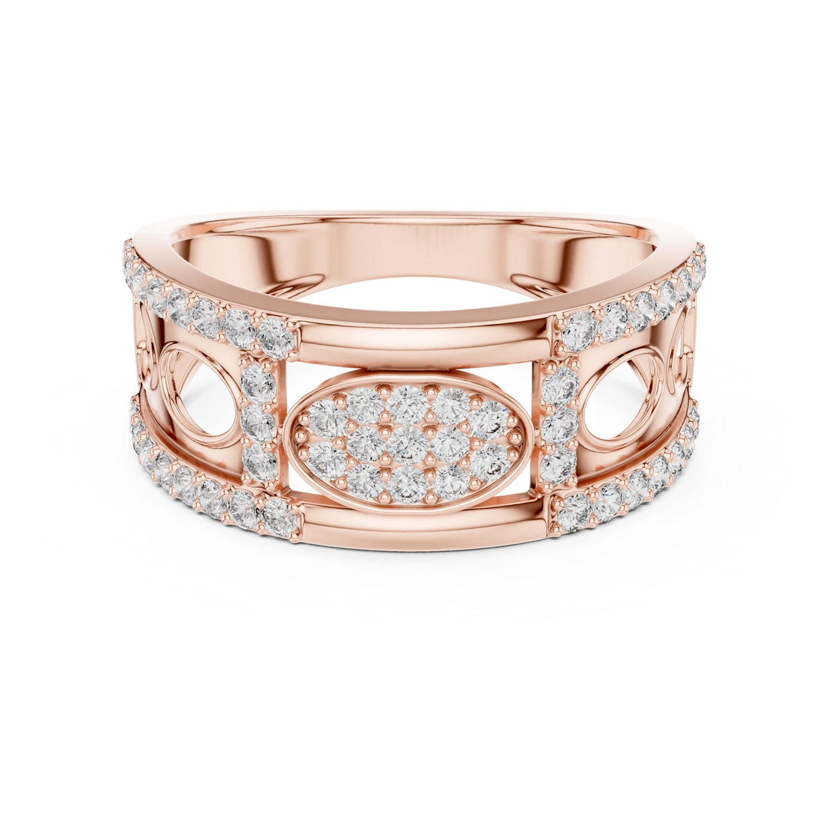 Round cut lab-grown diamond half eternity band, 0.58 CT TW, solid gold, view 9