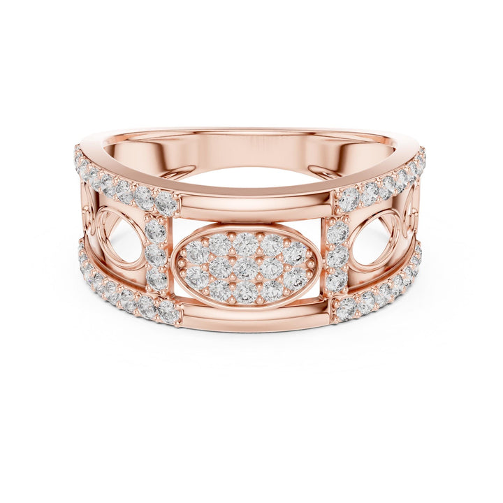 Round Cut Lab Grown Diamond Half Eternity Band, 0.58ct Total, Solid Gold