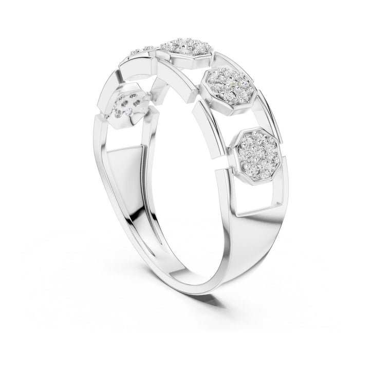 Round Cut Lab Grown Diamond Half Eternity Band, 0.29ct Total, Solid Gold
