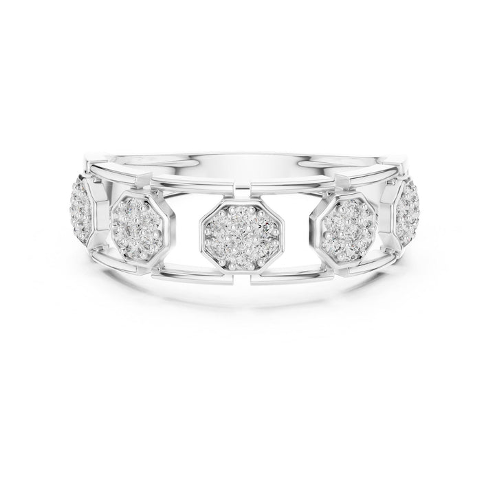 Round Cut Lab Grown Diamond Half Eternity Band, 0.29ct Total, Solid Gold