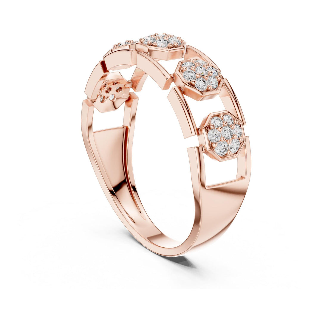Round Cut Lab Grown Diamond Half Eternity Band, 0.29ct Total, Solid Gold