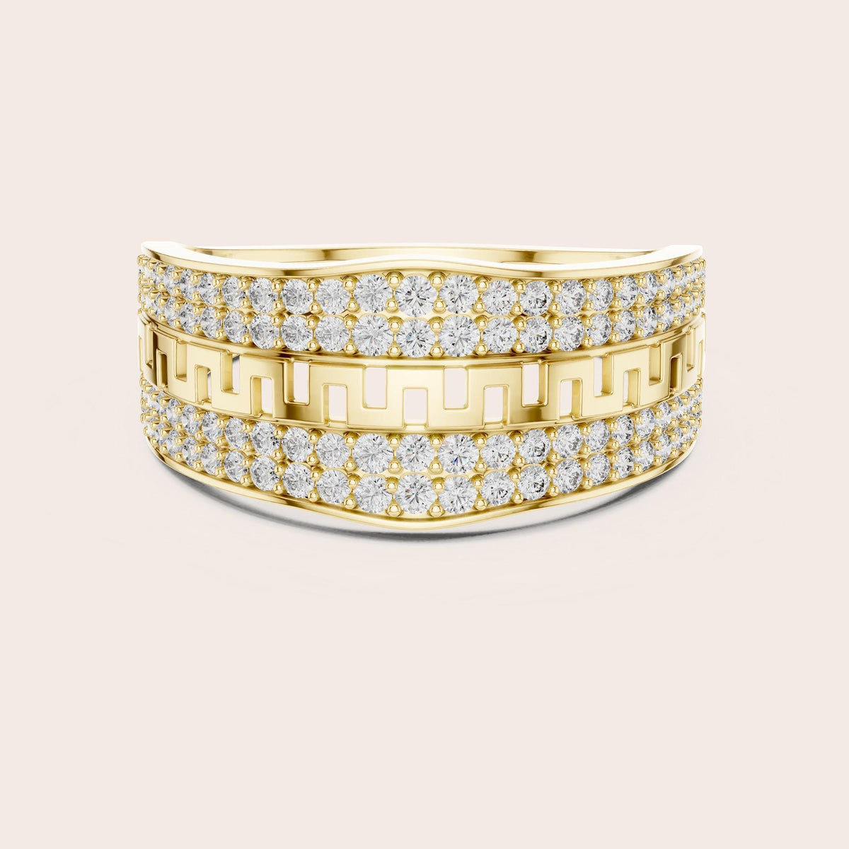 Round cut lab-grown diamond half eternity band, 0.68 CT TW, 96 stones, in solid gold (style L05-0016)
