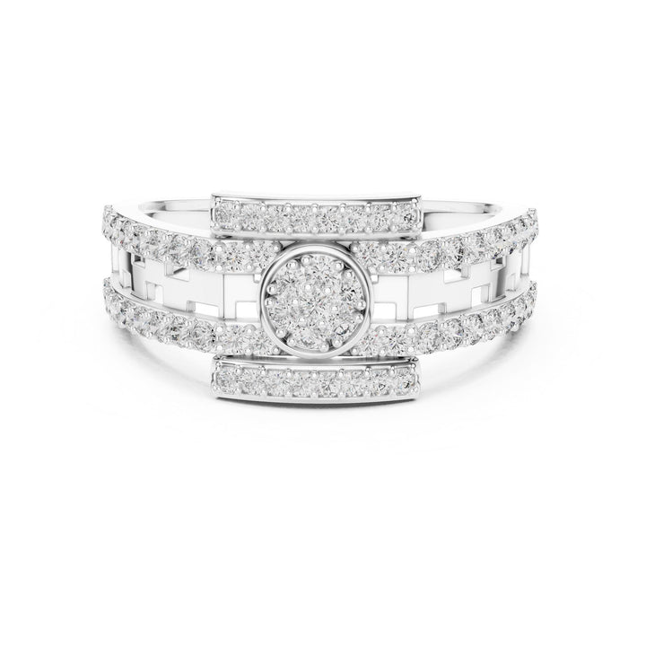 Round Cut Lab Grown Diamond Half Eternity Band, 0.64ct Total, Solid Gold