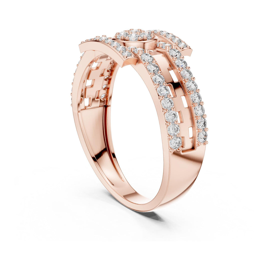Round Cut Lab Grown Diamond Half Eternity Band, 0.64ct Total, Solid Gold