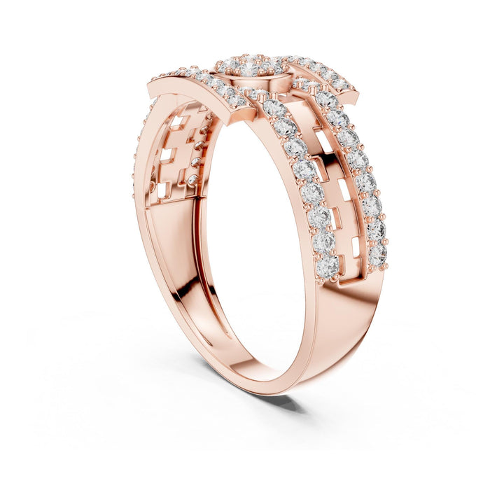 Round Cut Lab Grown Diamond Half Eternity Band, 0.64ct Total, Solid Gold
