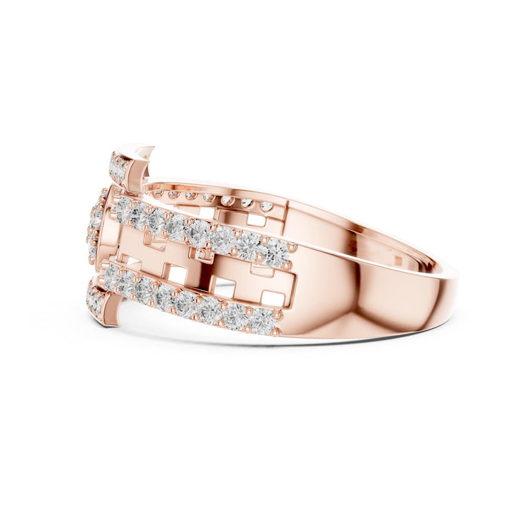 Round Cut Lab Grown Diamond Half Eternity Band, 0.64ct Total, Solid Gold