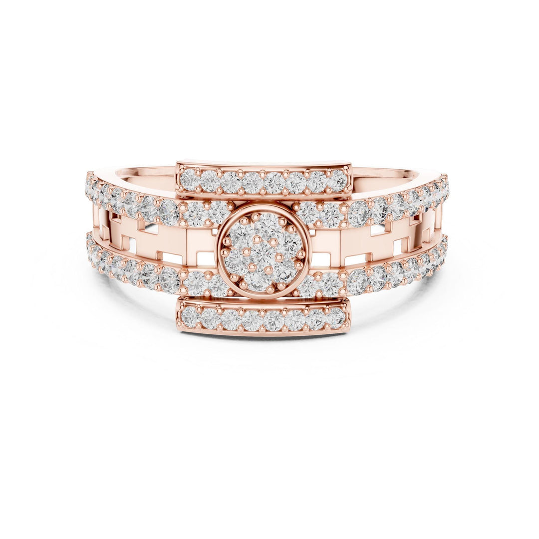 Round Cut Lab Grown Diamond Half Eternity Band, 0.64ct Total, Solid Gold