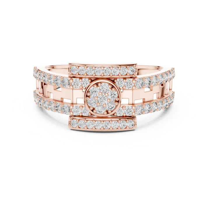 Round Cut Lab Grown Diamond Half Eternity Band, 0.64ct Total, Solid Gold